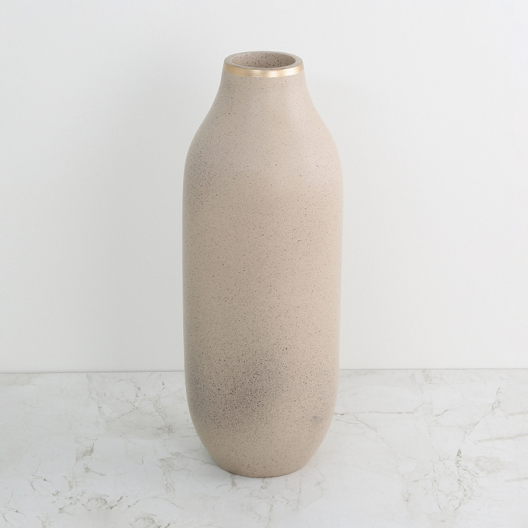 Marshmallow Textured Gold Rim Tall Vase