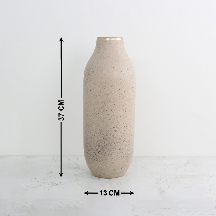 Marshmallow Textured Gold Rim Tall Vase