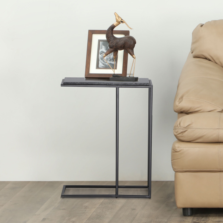 Bentley Marble Top Rectangular End Table - Black