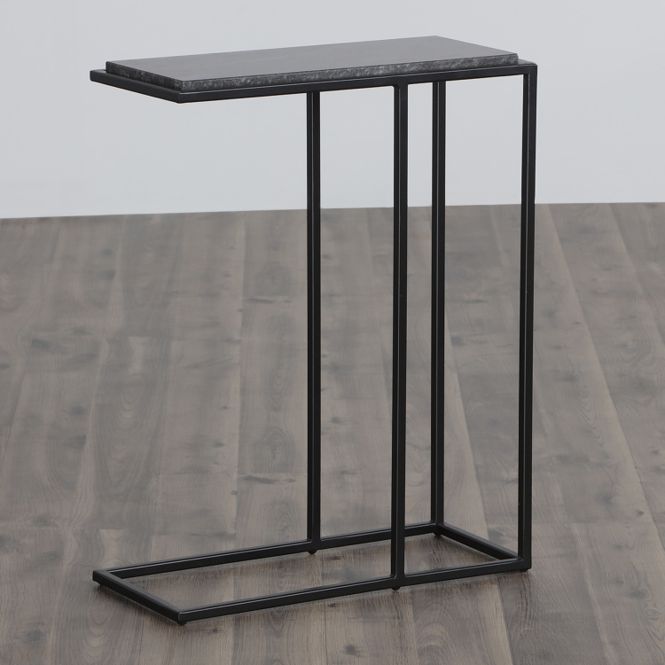 Bentley Marble Top Rectangular End Table - Black