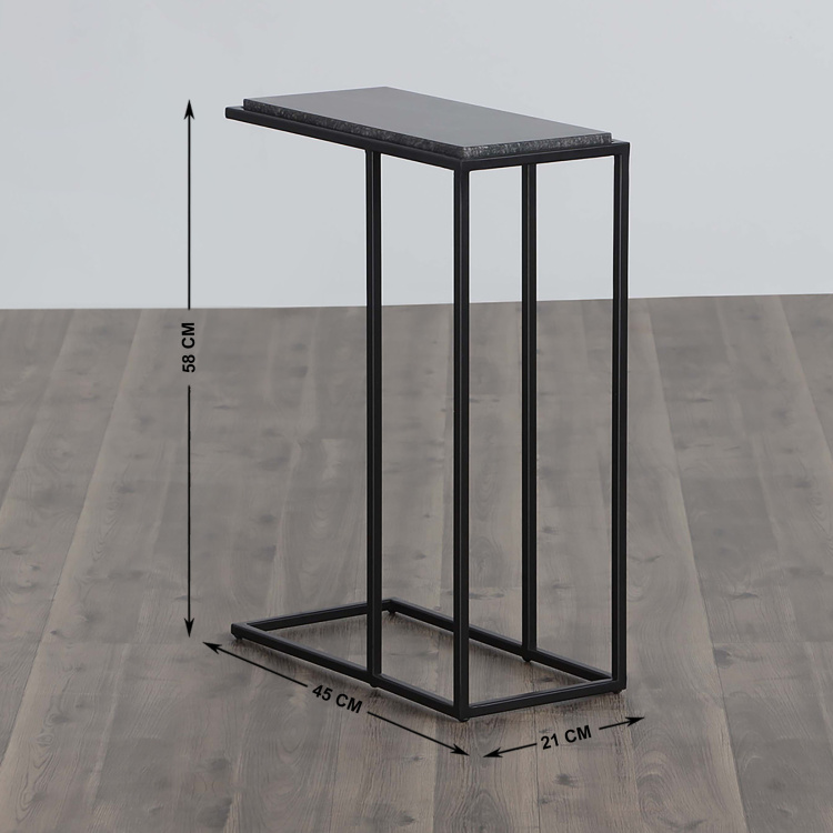 Bentley Marble Top Rectangular End Table - Black