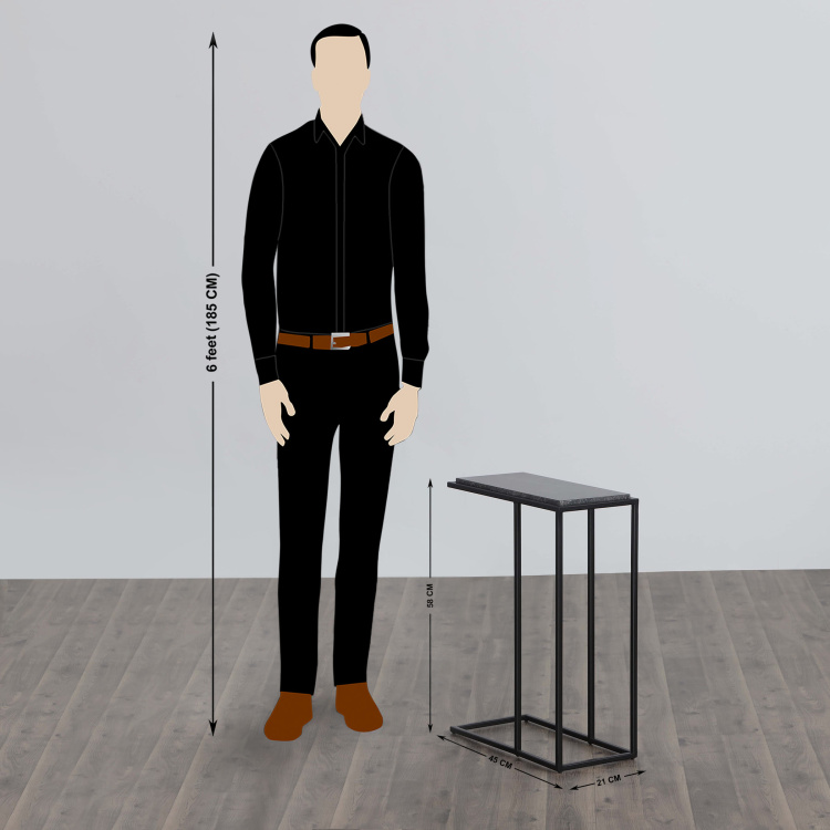 Bentley Marble Top Rectangular End Table - Black