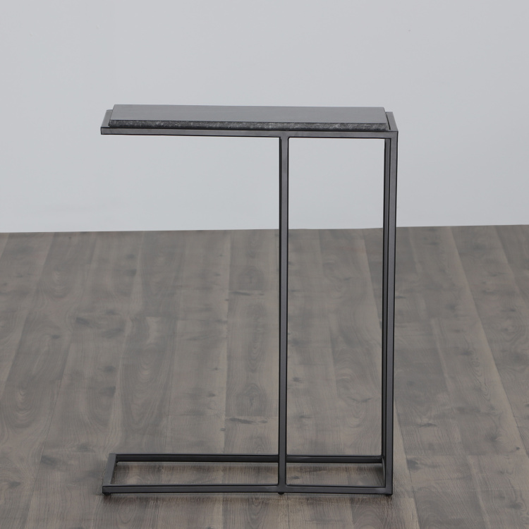 Bentley Marble Top Rectangular End Table - Black