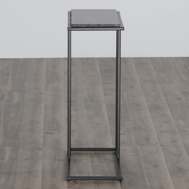 Bentley Marble Top Rectangular End Table - Black