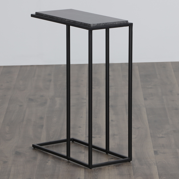 Bentley Marble Top Rectangular End Table - Black