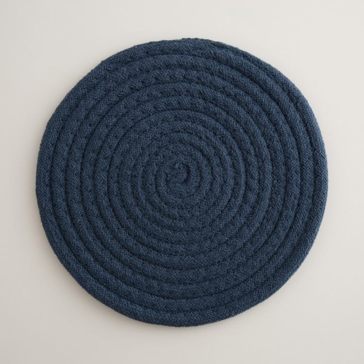 Colour Connect Solid Trivets - Cotton - Braided Trivet 23 cm  L x 23 cm  W -Blue