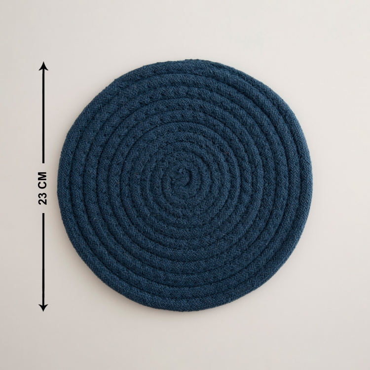 Colour Connect Solid Trivets - Cotton - Braided Trivet 23 cm  L x 23 cm  W -Blue