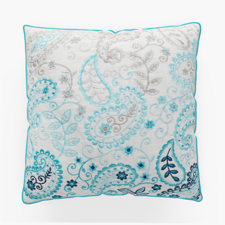Magical Embroidered Cotton Cushion Cover - 40 x 40 cm Blue