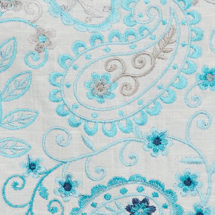 Magical Embroidered Cotton Cushion Cover - 40 x 40 cm Blue