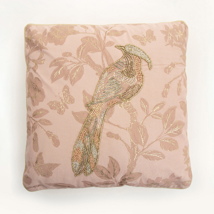 Moksha Embellished Cushion Covers - Single Pc - Cotton - 40 cm x 40 cm - Peach