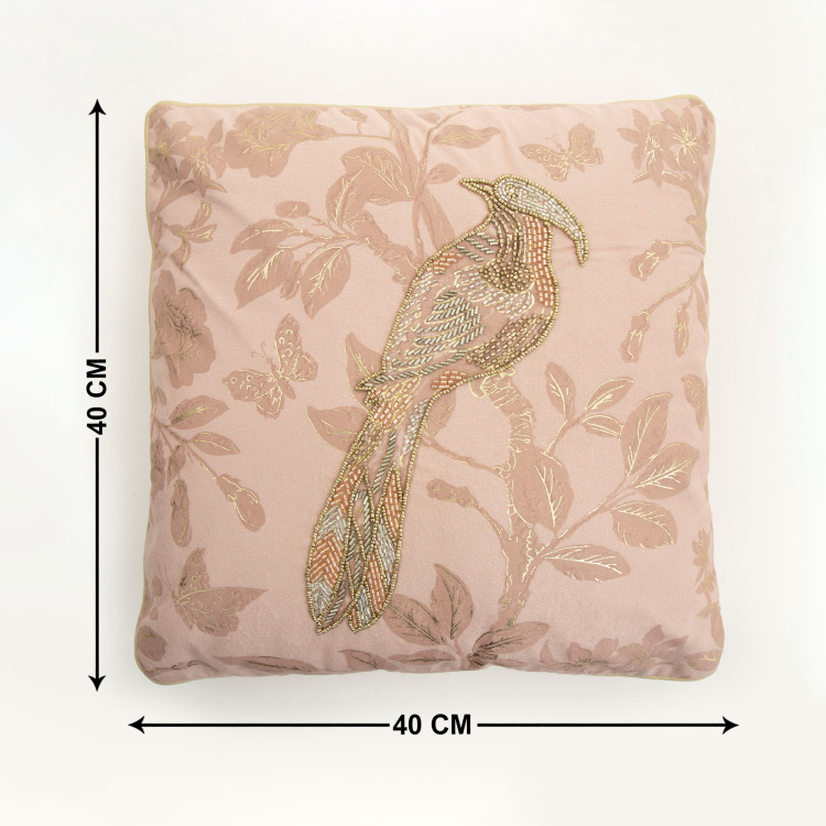 Moksha Embellished Cushion Covers - Single Pc - Cotton - 40 cm x 40 cm - Peach