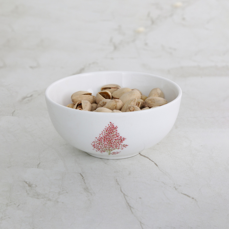 Lucas Topanga Printed Rice Bowl - Bone China - Microwave Compatible - Red