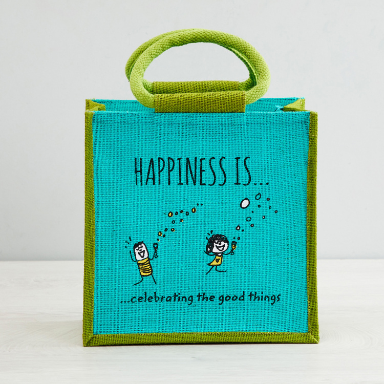 Livia Printed Small Lunch Bag - Jute - Lunch Bag - 25 cm L x 15 cm W x 35.5 cm H - Multicolour