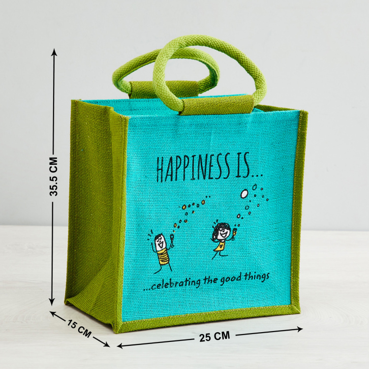 Livia Printed Small Lunch Bag - Jute - Lunch Bag - 25 cm L x 15 cm W x 35.5 cm H - Multicolour