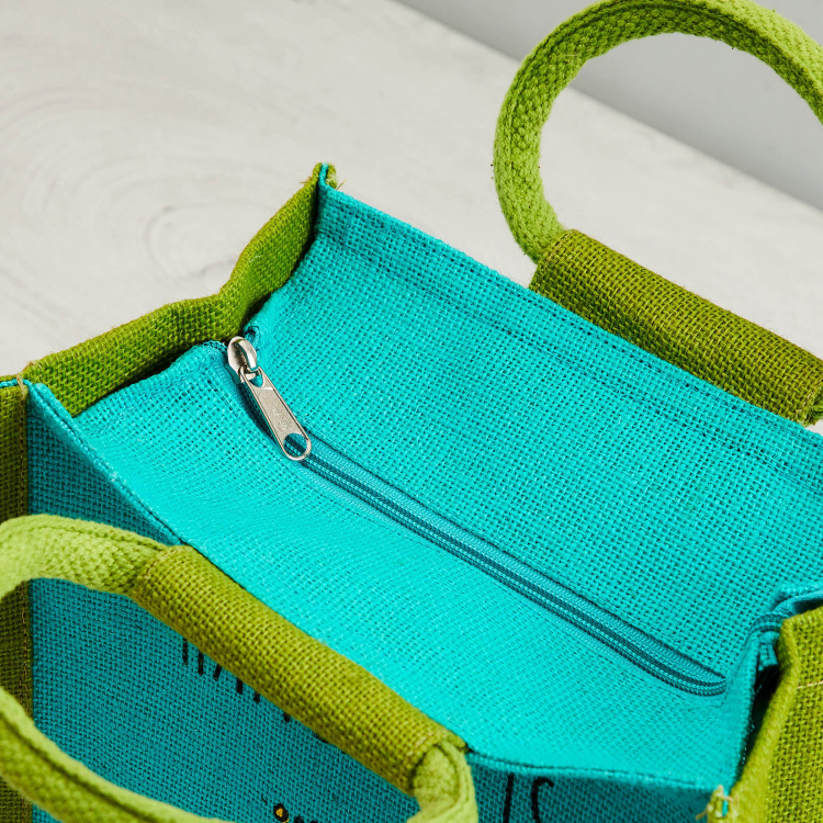 Livia Printed Small Lunch Bag - Jute - Lunch Bag - 25 cm L x 15 cm W x 35.5 cm H - Multicolour