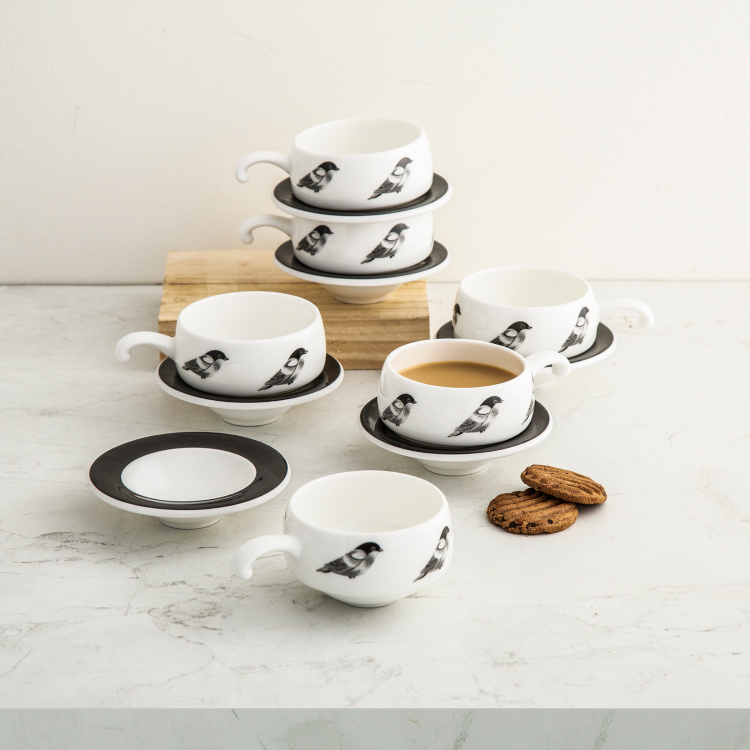 Mandarin Printed Cup and Saucer - Set of 12 - 160 ml