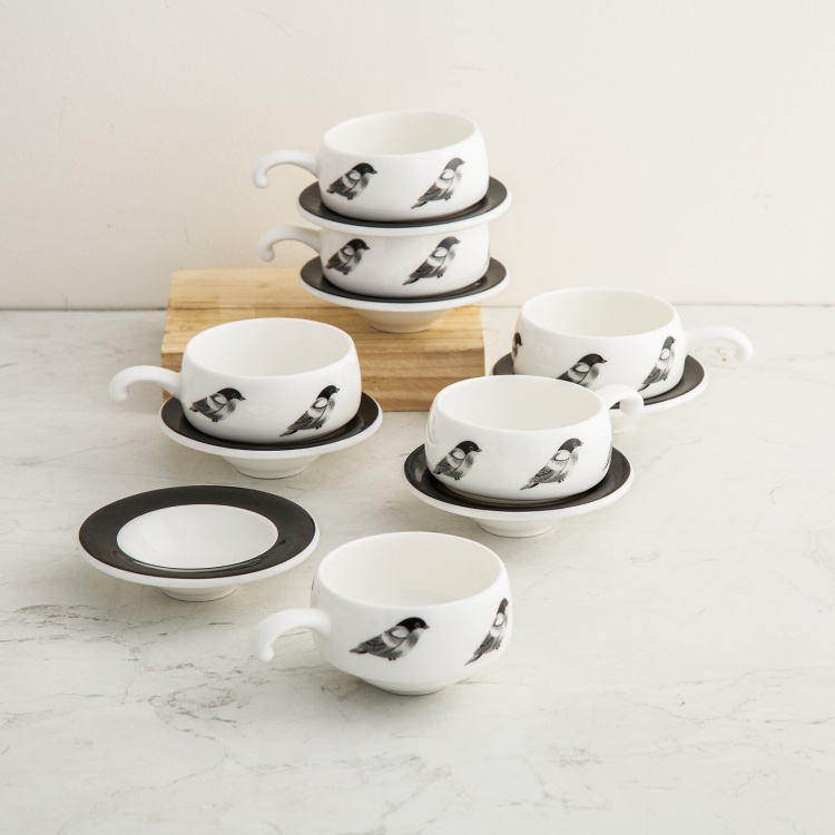 Mandarin Printed Cup and Saucer - Set of 12 - 160 ml