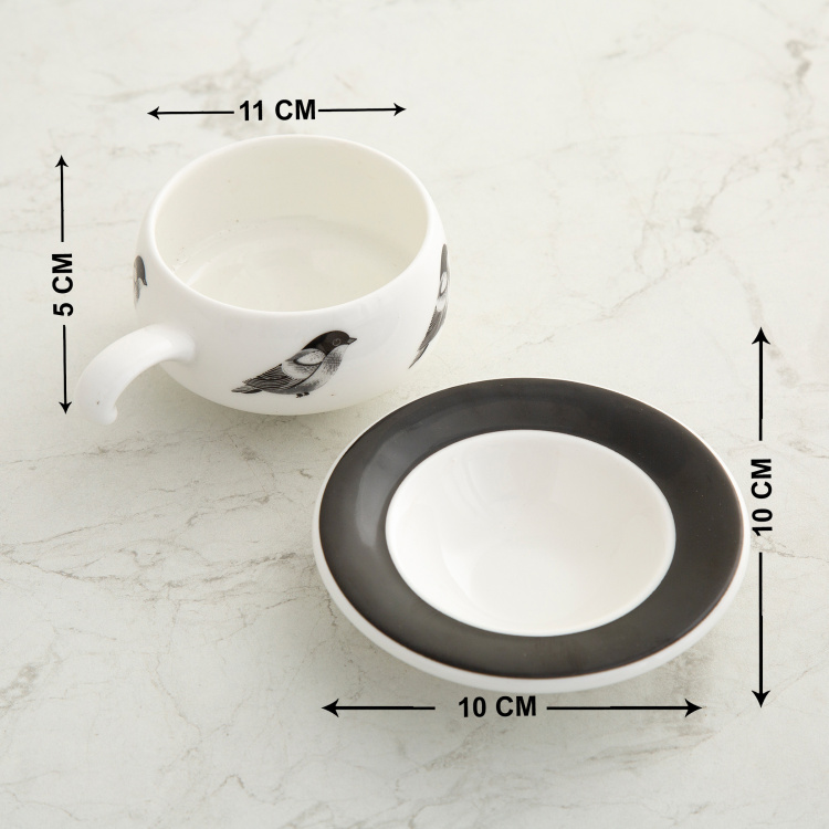 Mandarin Printed Cup and Saucer - Set of 12 - 160 ml