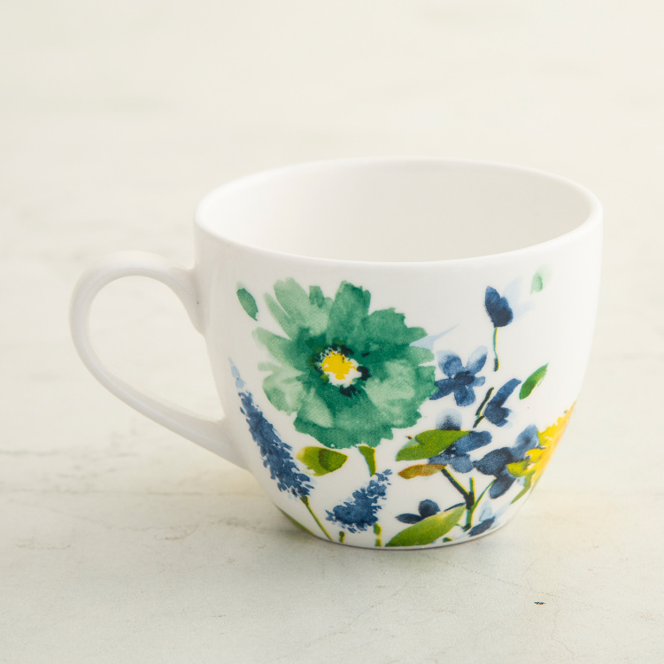 Mandarin - Blue Printed Bone China Cup & Saucer Set - 210ml - 12Pcs