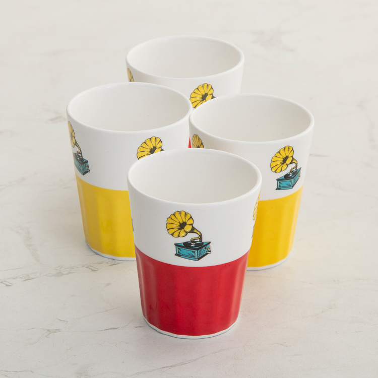 Raisa-Retro Printed Sets  - Bone China -  Cutting Chai Cup - 8 cm  H x 6.5 cm - 160 ml - Multicolour