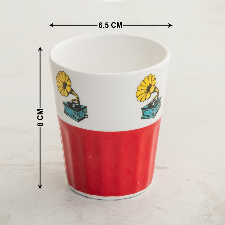 Raisa-Retro Printed Sets  - Bone China -  Cutting Chai Cup - 8 cm  H x 6.5 cm - 160 ml - Multicolour