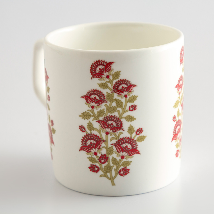 Mandarin Printed  Coffee Mugs  - Bone China -  Coffee Mug - 8 cm  H x 10 cm - 230 ml - Red