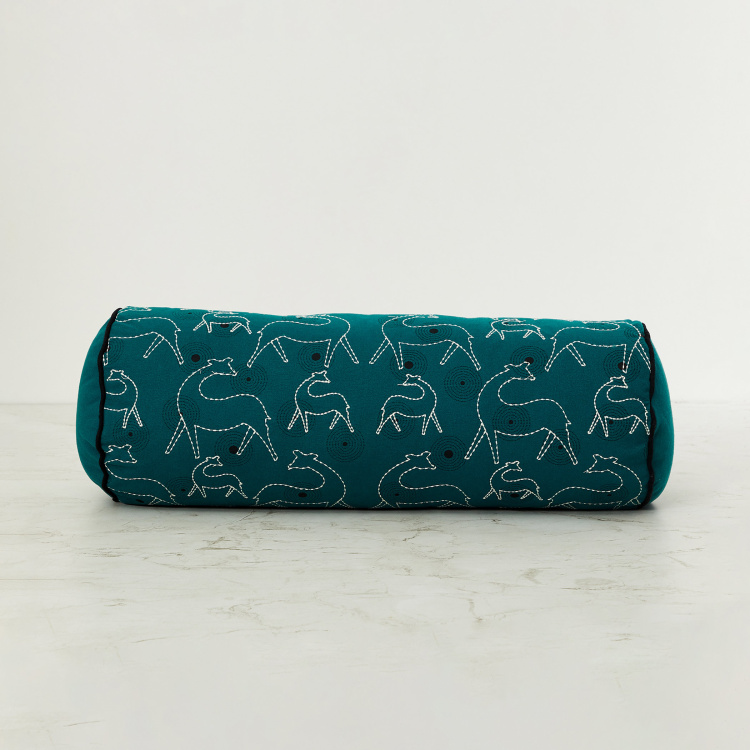Brindavan Embellished Filled Bolster Pillow - 20 x 50 cm