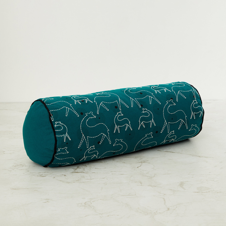 Brindavan Embellished Filled Bolster Pillow - 20 x 50 cm