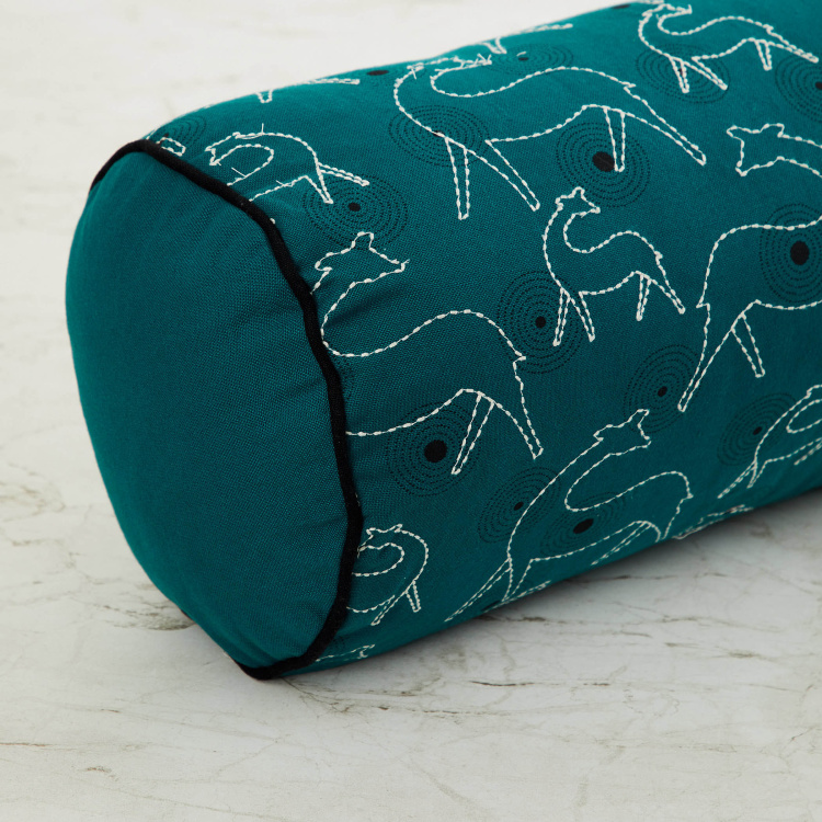 Brindavan Embellished Filled Bolster Pillow - 20 x 50 cm