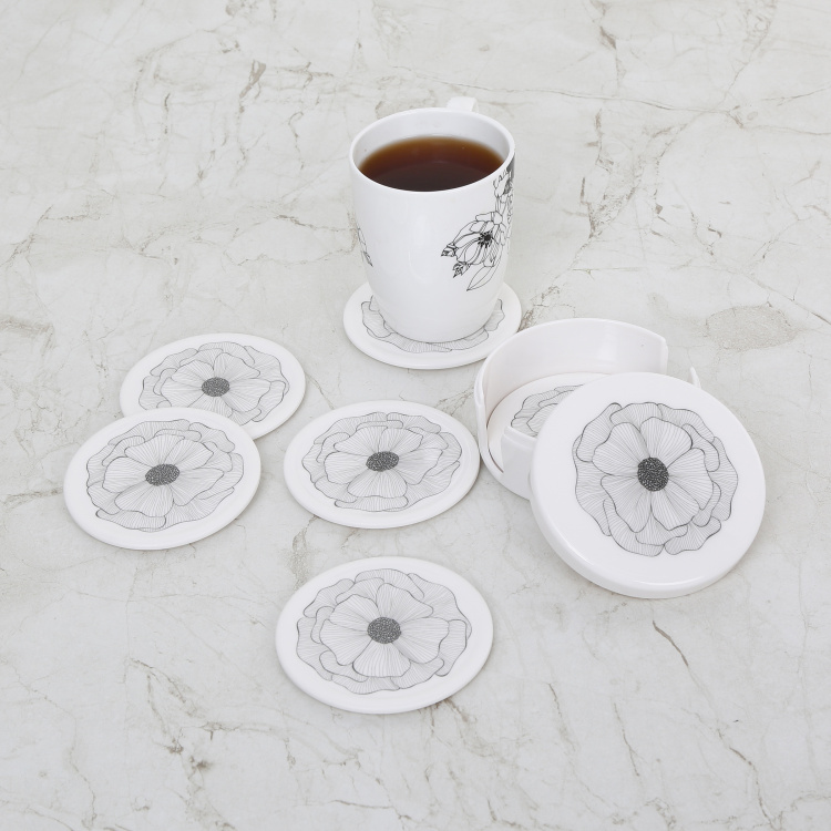 Meadows-Siena Printed Coaster Set - Melamine - Coaster - 9.5 cm - Multicolour