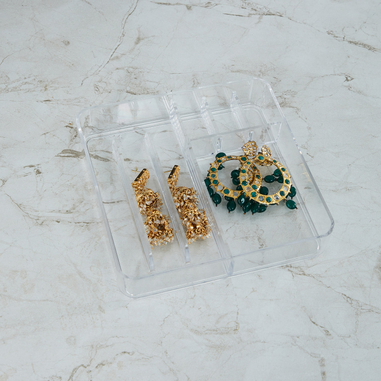 Orion Solid Square Single Pc. Jewellery Organizer - Poly Resin - Transparent
