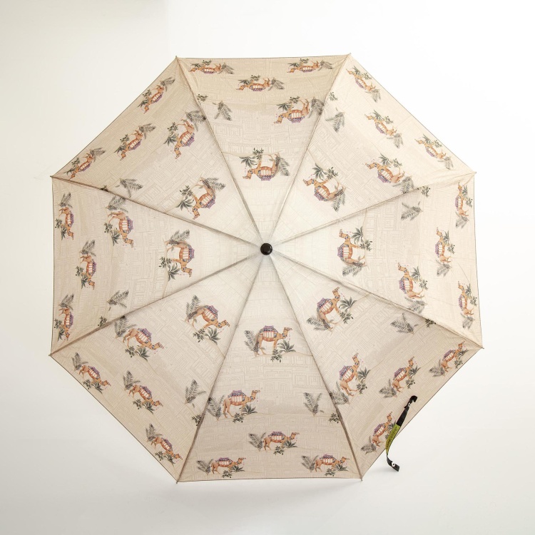 Canopy Polyester Camel Print Three-Fold Umbrella - 104 cm diameter