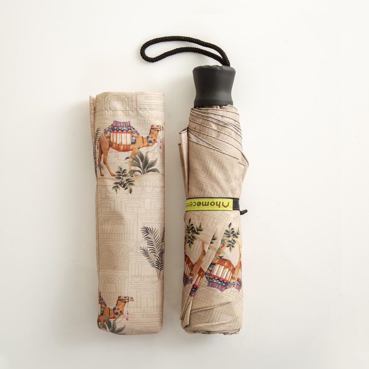 Canopy Polyester Camel Print Three-Fold Umbrella - 104 cm diameter