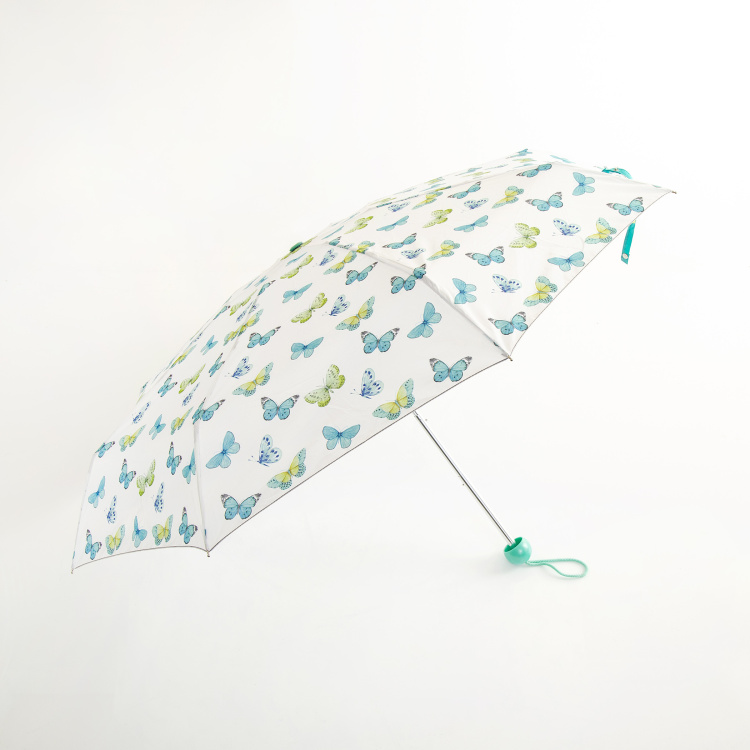 Canopy Umbrella Printed Round Single Pc. Manual Five Fold Umbrella - Polyester - Blue