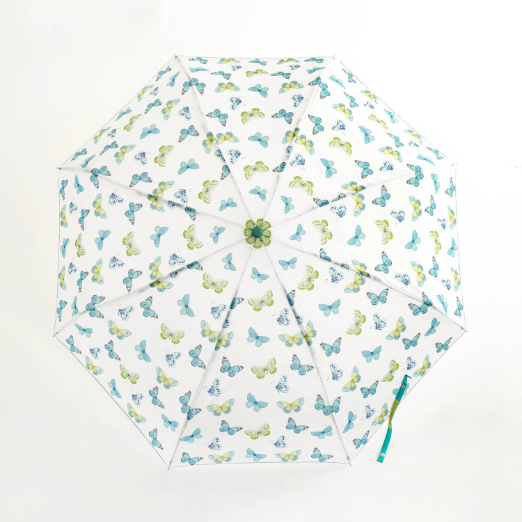 Canopy Umbrella Printed Round Single Pc. Manual Five Fold Umbrella - Polyester - Blue