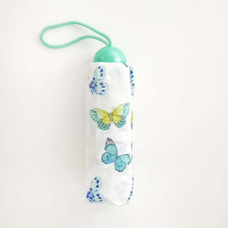 Canopy Umbrella Printed Round Single Pc. Manual Five Fold Umbrella - Polyester - Blue