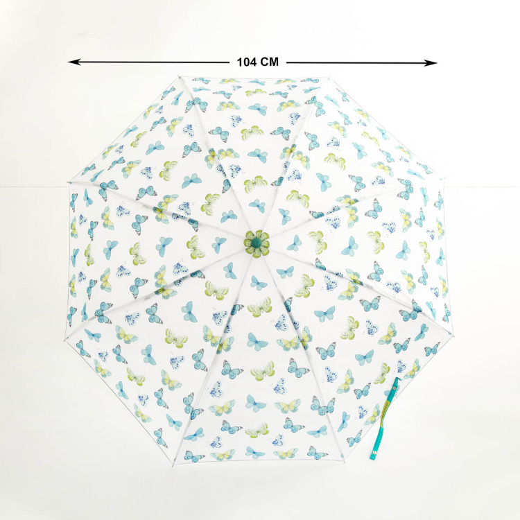 Canopy Umbrella Printed Round Single Pc. Manual Five Fold Umbrella - Polyester - Blue