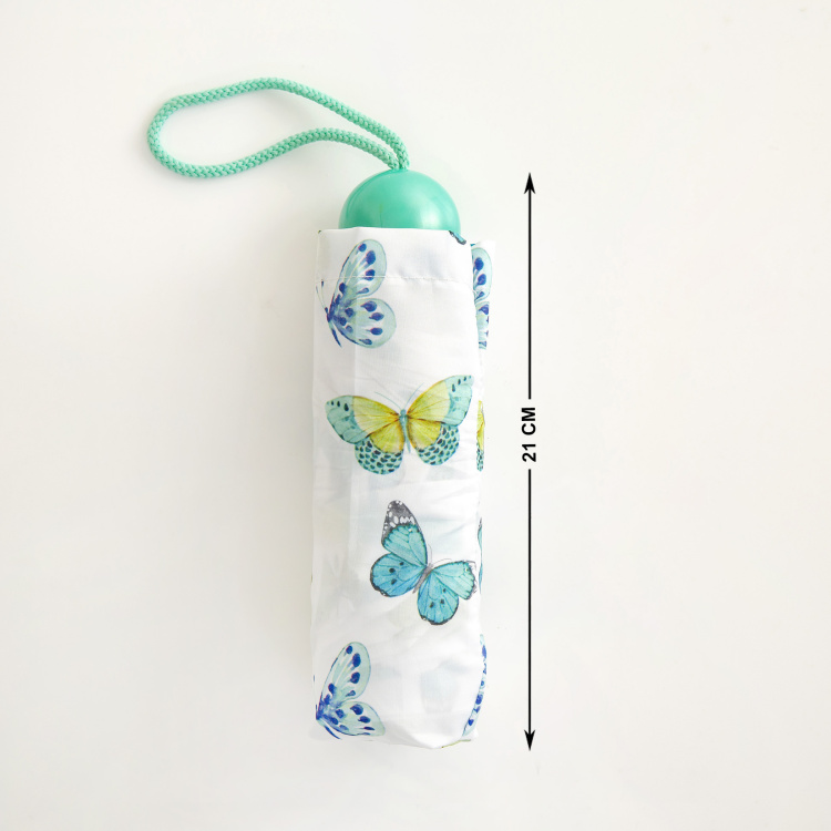 Canopy Umbrella Printed Round Single Pc. Manual Five Fold Umbrella - Polyester - Blue