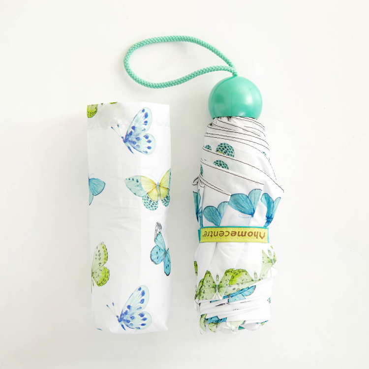 Canopy Umbrella Printed Round Single Pc. Manual Five Fold Umbrella - Polyester - Blue