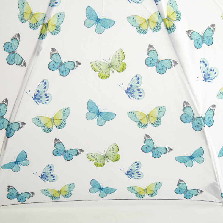 Canopy Umbrella Printed Round Single Pc. Manual Five Fold Umbrella - Polyester - Blue