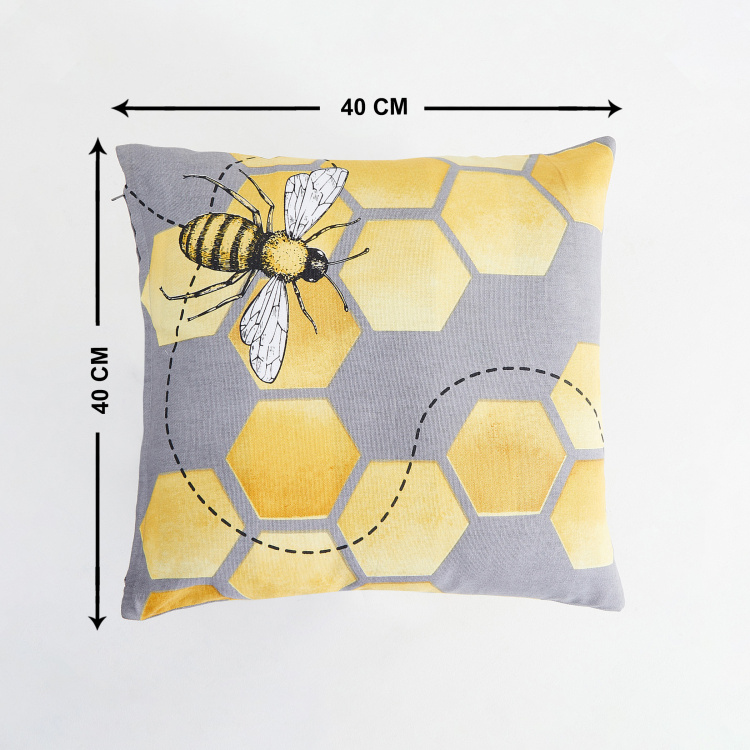 Honey Bee Printed Cushion Covers - Set Of 2 Pcs -  Cotton - 40 cm x 40 cm - Multicolour