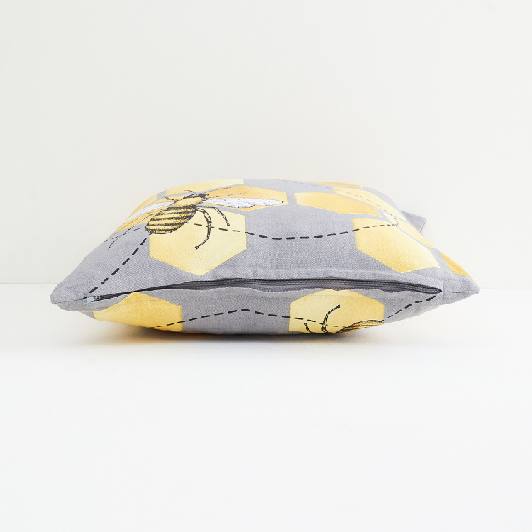 Honey Bee Printed Cushion Covers - Set Of 2 Pcs -  Cotton - 40 cm x 40 cm - Multicolour