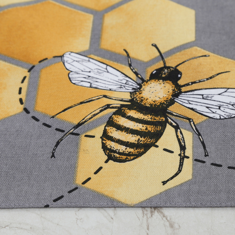 Honey Bee Printed Placemat  - Cotton -  Placemat - 33 cm  x 48 cm - Grey