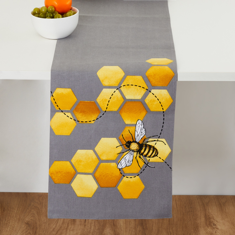 Honey Bee Printed Runner - Cotton - 33 cm x 1.80 m - Table Runner - 33 cm x 180 cm - Multicolour