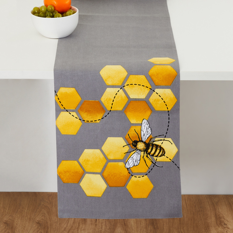 Honey Bee Printed Runner - Cotton - 33 cm x 1.80 m - Table Runner - 33 cm x 180 cm - Multicolour
