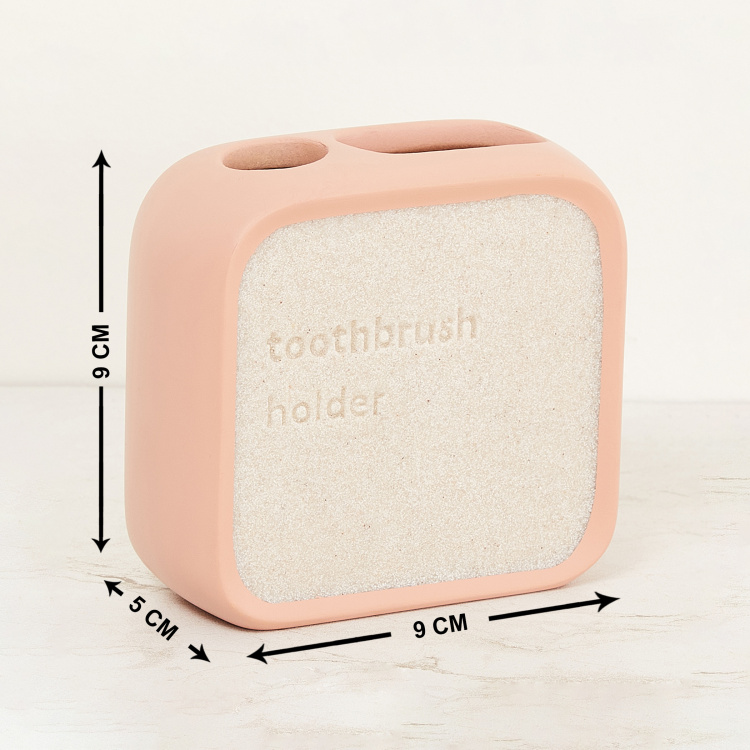 Mystic Fables Textured 1 Single Pc. Tooth Brush Holder - 9 cm x 5 cm x 9 cm - Polyresin - Peach