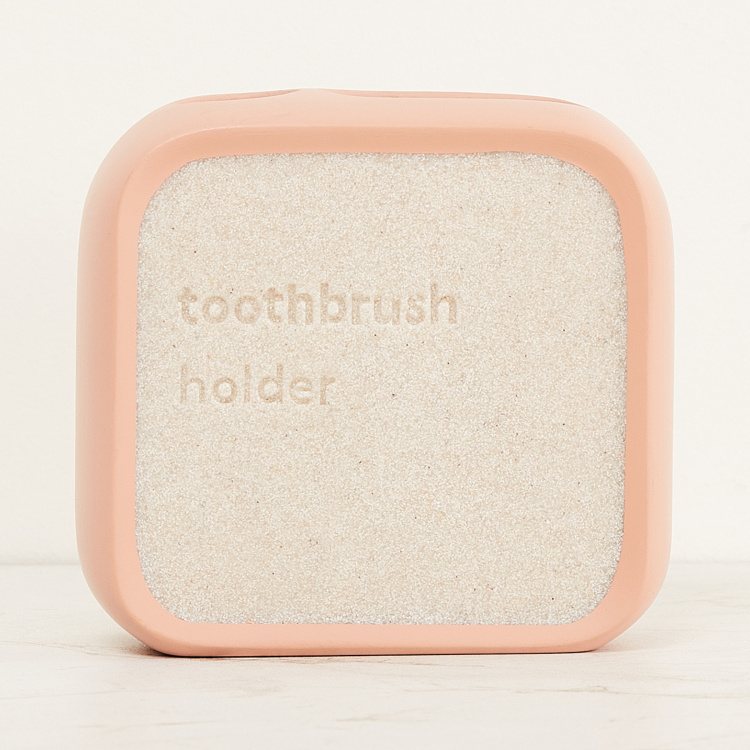 Mystic Fables Textured 1 Single Pc. Tooth Brush Holder - 9 cm x 5 cm x 9 cm - Polyresin - Peach