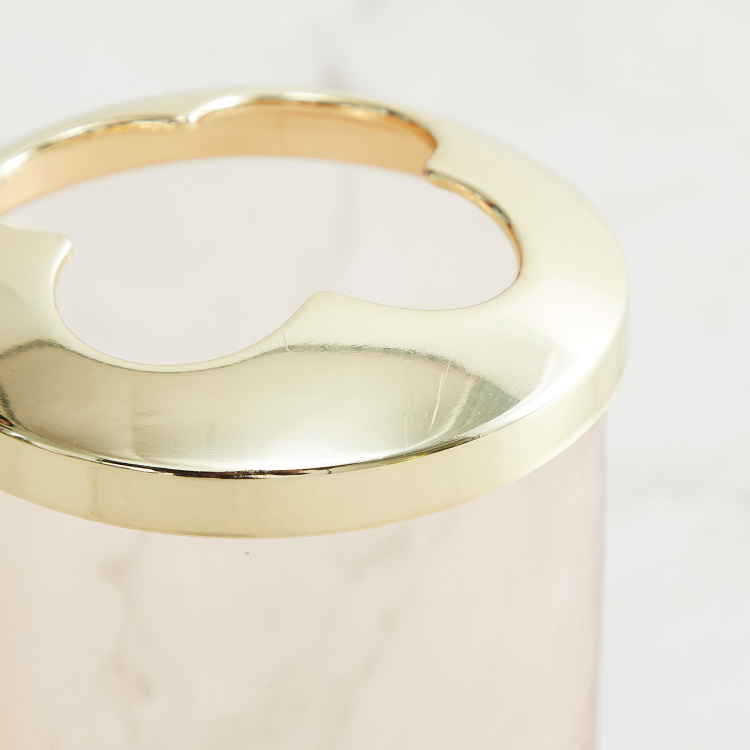 Mystic Fables Solid Glass Round Tooth Brush Holder : 7.5 cmW x 11 cmH Peach