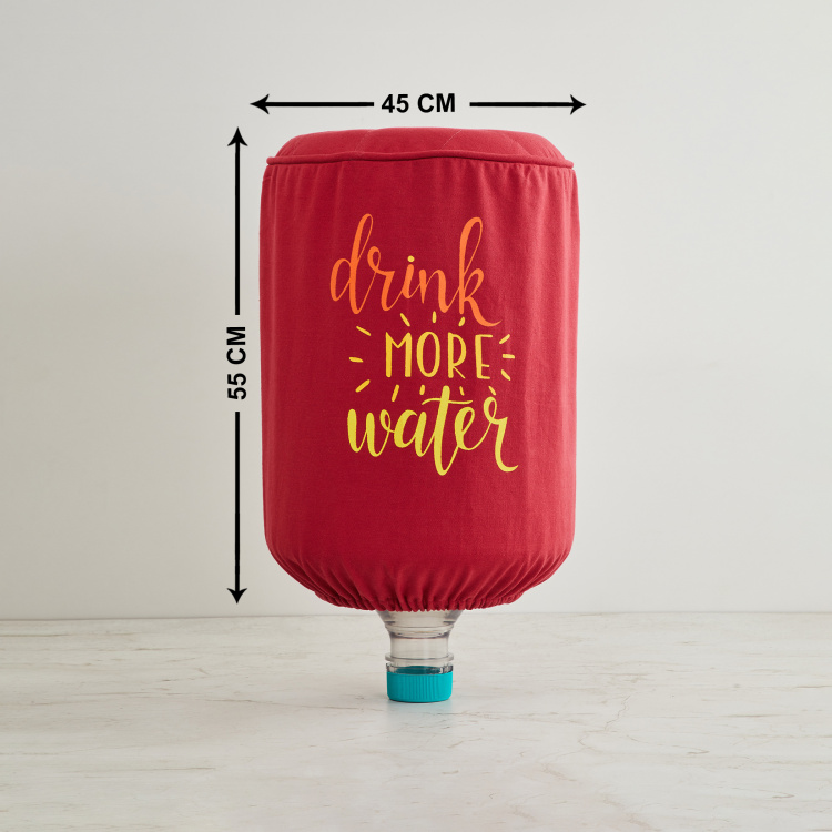 Kale Splash Printed Cotton Water Bottle Cover - 20 ltr -55 cm x 45 cm Red