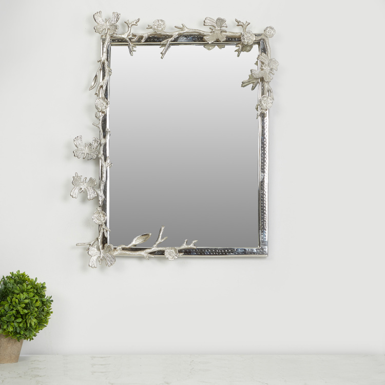 Splendid - Metal 23.5 x 18" Inches Butterfly Wall Mirrors : 60 cm  L x 46 cm  W x 7 cm  H - Silver"